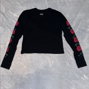 Hollister Long Sleeve Graphic Tee with Rose Design